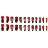 24pcs/Set Black to Red Ombre with Gold Glitter Press-On Nails