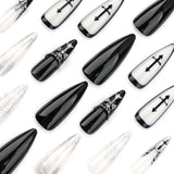24pcs/Set Gothic Cross French Press-On Nails
