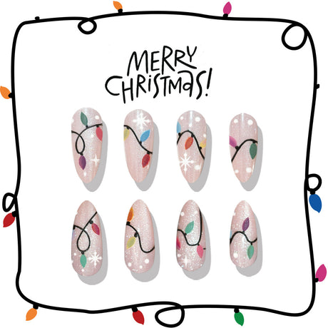 24pcs/Set Colorful Christmas Lights Cat Eye Press-On Nails