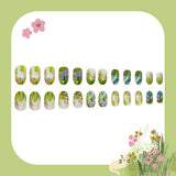 24pcs/Set Emerald Fairy Tale Bloom Press-On Nails
