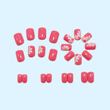 24pcs/Set Fuchsia Daisy Press-On Nails