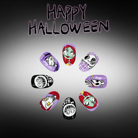 24pcs/Set Spider Web Witch & Skull Press-On Nails