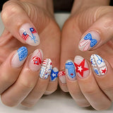 24pcs/Set Denim Star Bow Press-On Nails