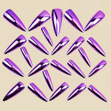 24pcs/Set Purple Chrome Press-On Nails