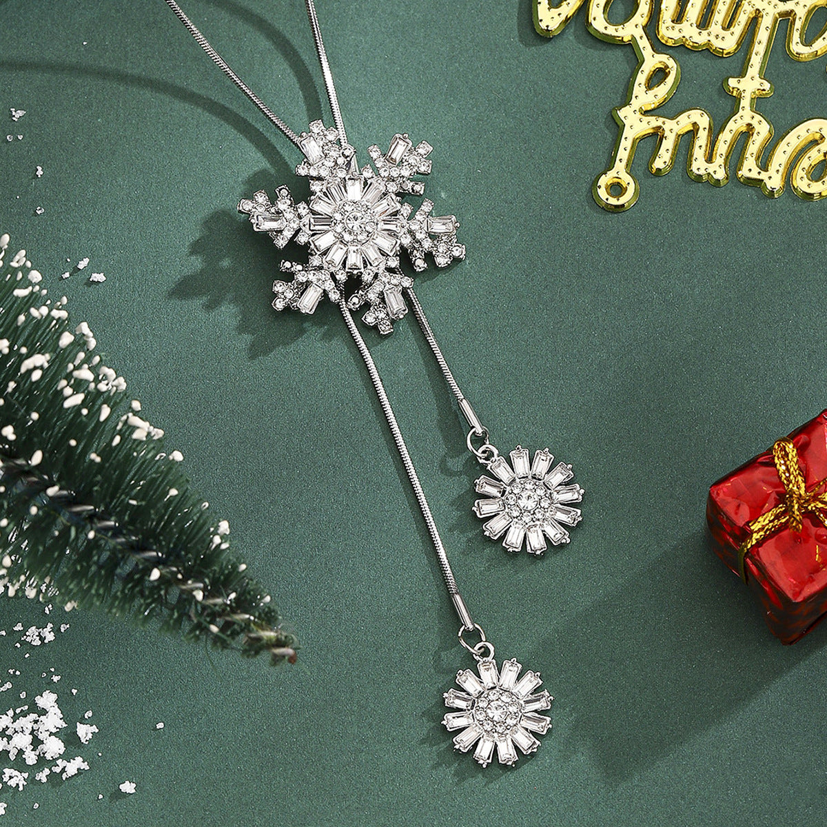 Rhinestone Christmas Snowflake Pendant