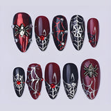 30pcs/Set 3D Spider & Spider Web Press-On Nails