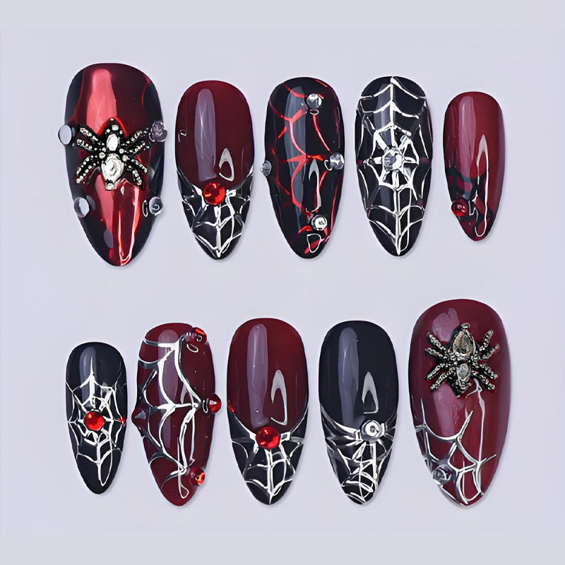 30pcs/Set 3D Spider & Spider Web Press-On Nails