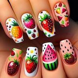 24pcs/Set Colorful Summer Fruit Press-On Nails