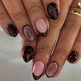 24pcs/Set Tortoiseshell Leopard French Press On Nails