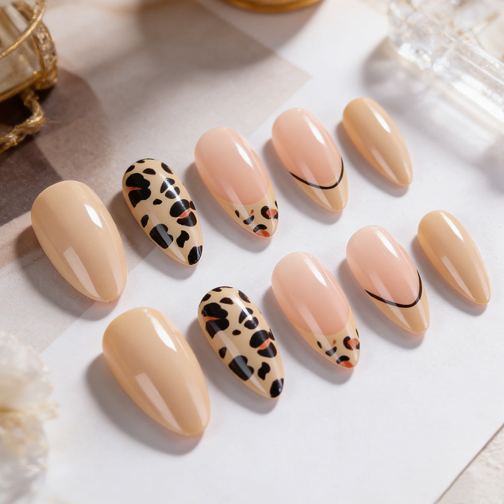 24pcs/Set French Leopard Press-On Nails