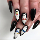 24pcs/Set White Ghosts Press-On Nails