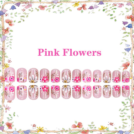 24pcs/Set Minimalist Small Flower French Press On Nails