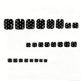 24pcs/Set White Polka Dot French Press On Nails