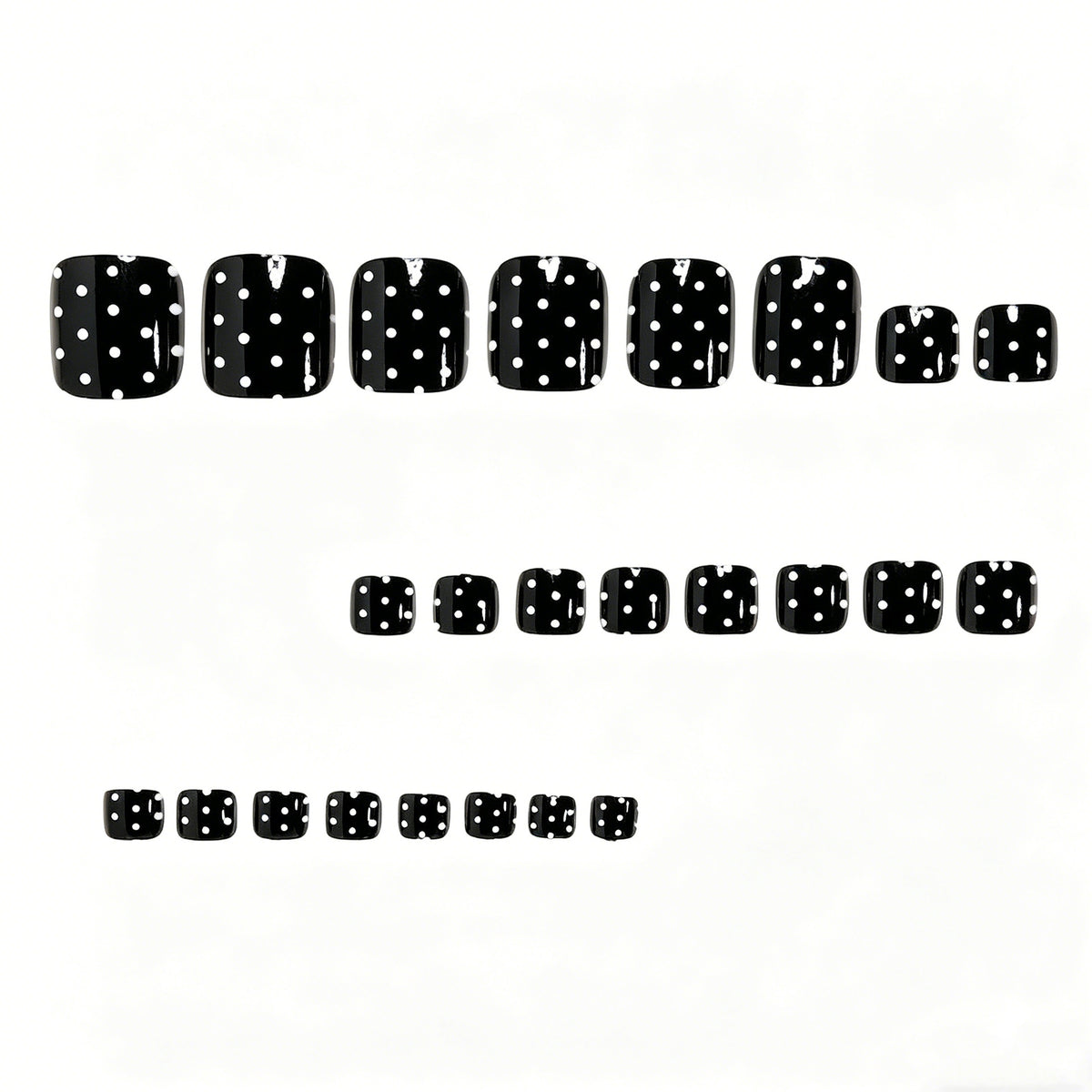 24pcs/Set White Polka Dot French Press On Nails
