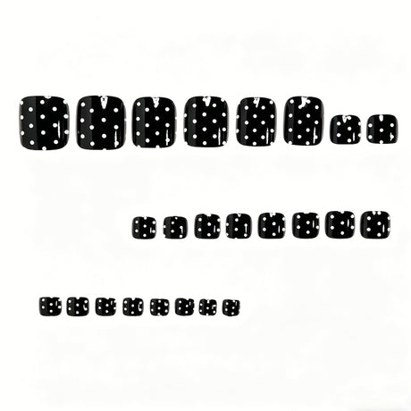 24pcs/Set White Polka Dot French Press On Nails