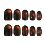24pcs/Set Brown Cat Eye Press On Nails