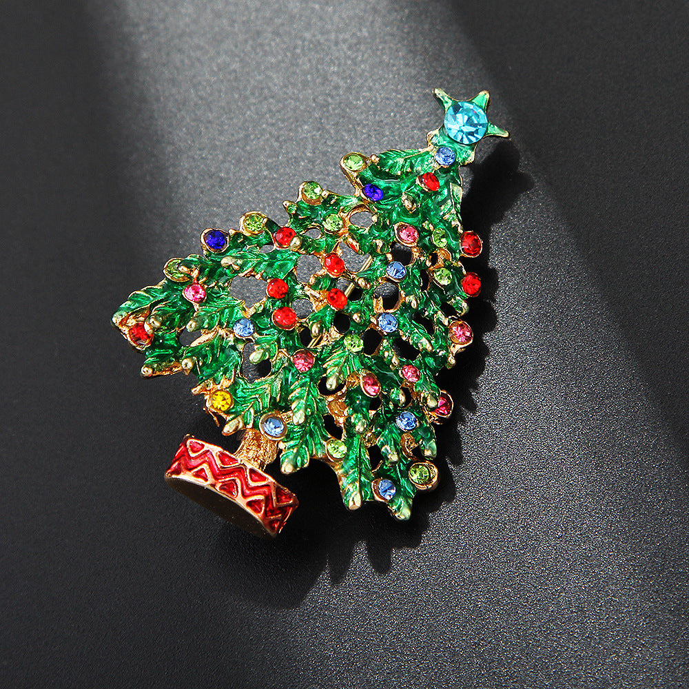Christmas Tree Rhinestone Brooch