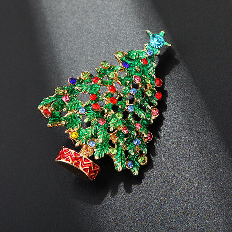Christmas Tree Rhinestone Brooch