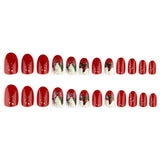 24pcs/Set Red Holly & Reindeer Press On Nails