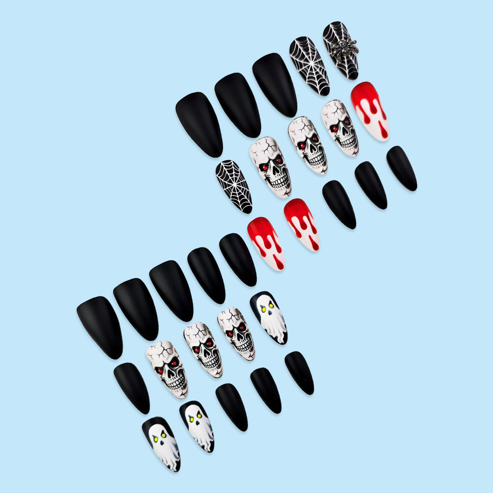 24pcs/Set Bloody Spider Skull Press On Nails