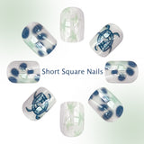 24pcs/Set White Sea Turtle & Starfish Press-On Nails