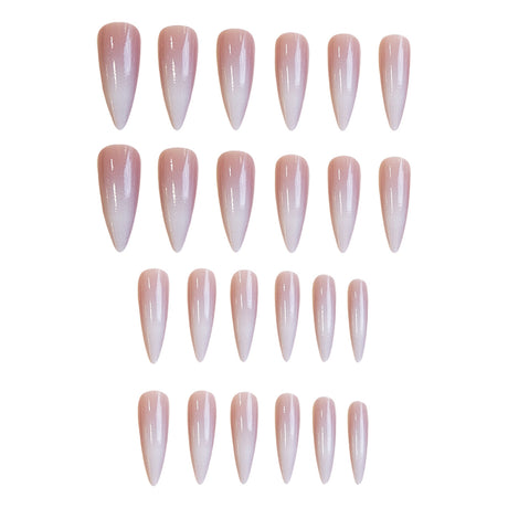 24pcs/Set White Ombre Long Press-On Nails