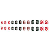 24pcs/Set Matte Snowflake & Gingerbread Man Press On Nails
