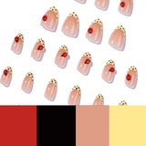 24pcs/Set French Tip 3D Ladybug Press-On Nails