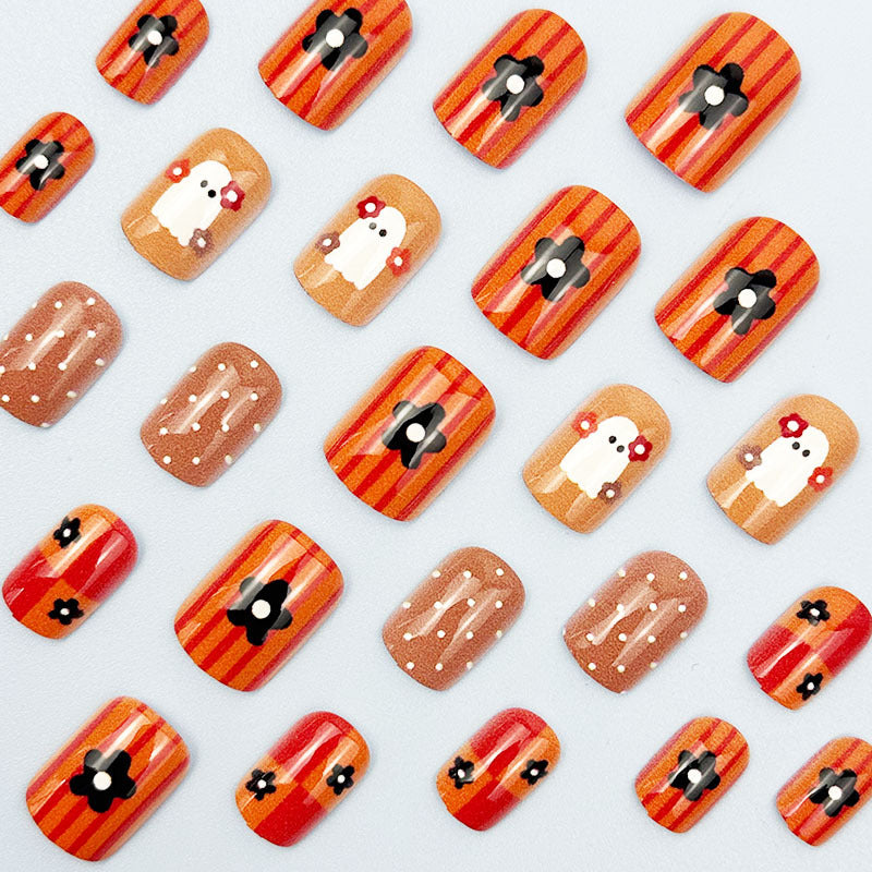 24pcs/Set Playful Ghost Polka Dots Press On Nails