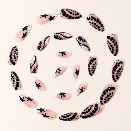 24pcs/Set Star French Tip Crocodile Print Press On Nails