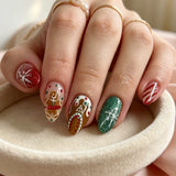 24pcs/Set Gingerbread Man & Candy Press On Nails