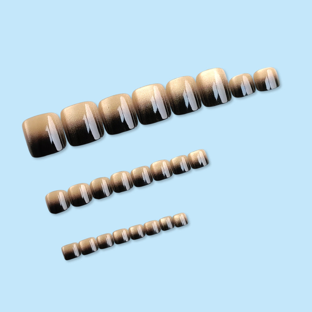 24pcs/Set Brown Cat Eye Press-On Nails