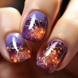 24pcs/Set Fiery Glitter Stripe Press-On Nails