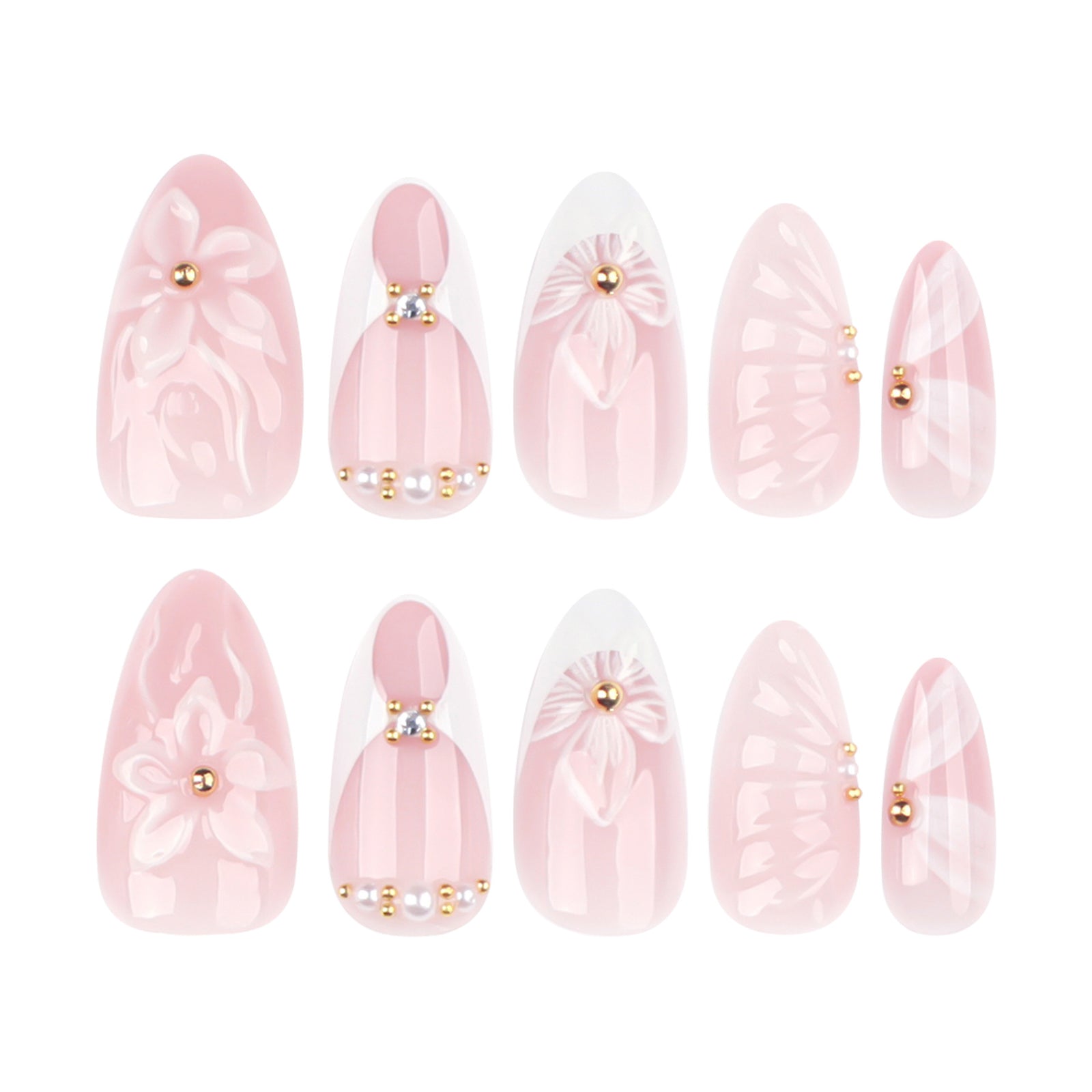 24pcs/Set 3D Floral Press On Nails