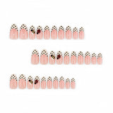 24pcs/Set Black & White Polka Dot Ladybug French Press On Nails