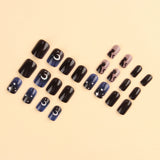 24pcs/Set Moon & Star Black Cat Press-On Nails