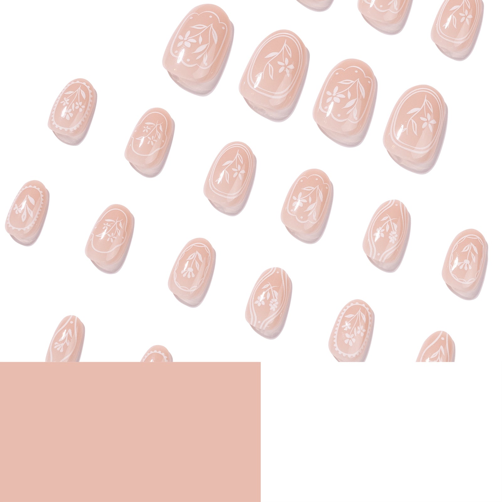 24pcs/Set Minimalist White Floral Press-On Nails