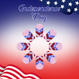 24pcs/Set French Tip American Flag Stars Press-On Nails