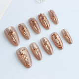 24pcs/Set Cat Eye Golden Star Press-On Nails
