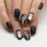 24pcs/Set Matte Ghost, Skull & Floral Press On Nails