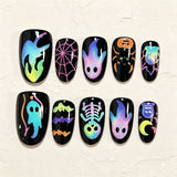 30pcs/Set Ghost Spider Flames & Skulls Press-On Nails