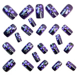24pcs/Set Purple Floral Bloom Press-On Nails