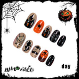 24pcs/Set Glow-in-the-Dark Spiders, Pumpkins & Bats Press-On Nails