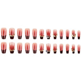 24pcs/Set Burgundy Gradient with Rhinestones Press-On Nails