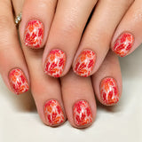 24pcs/Set Red Ombre Maple Leaves Press On Nails