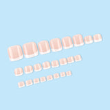 24pcs/Set White French Tip Press On Toe Nails