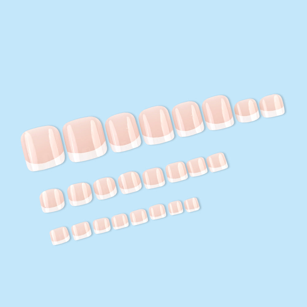 24pcs/Set White French Tip Press On Toe Nails