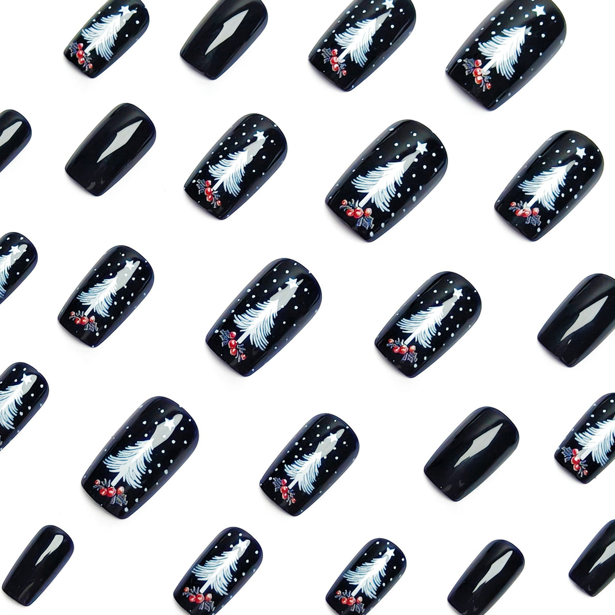 24pcs/Set Cartoon Christmas Trees Press-On Nails