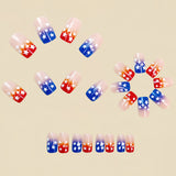 24pcs/Set Red and Blue Gradient Stars Press-On Nails