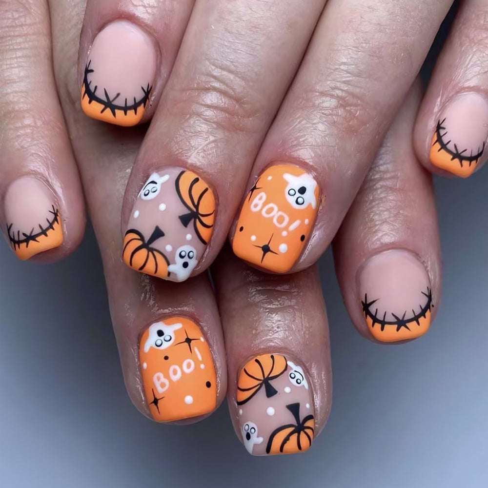 24pcs/Set Mini Pumpkin French Press On Nails